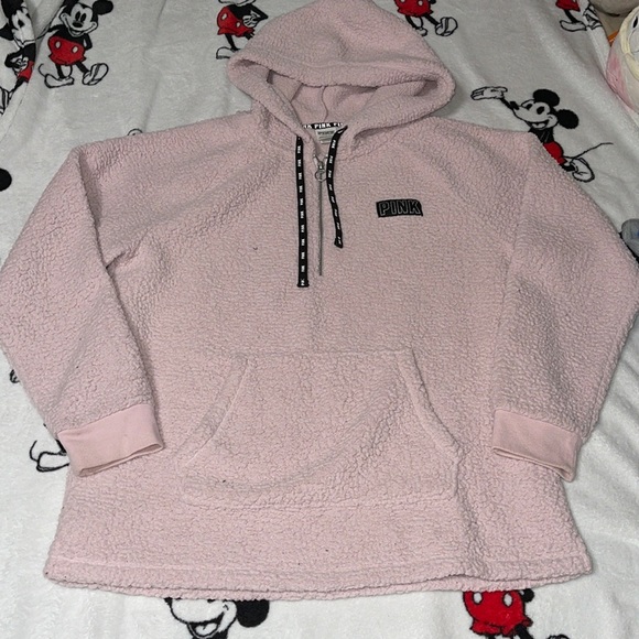 PINK Victoria's Secret Tops - PINK VS Sherpa Fleece Half Zip Hoodie